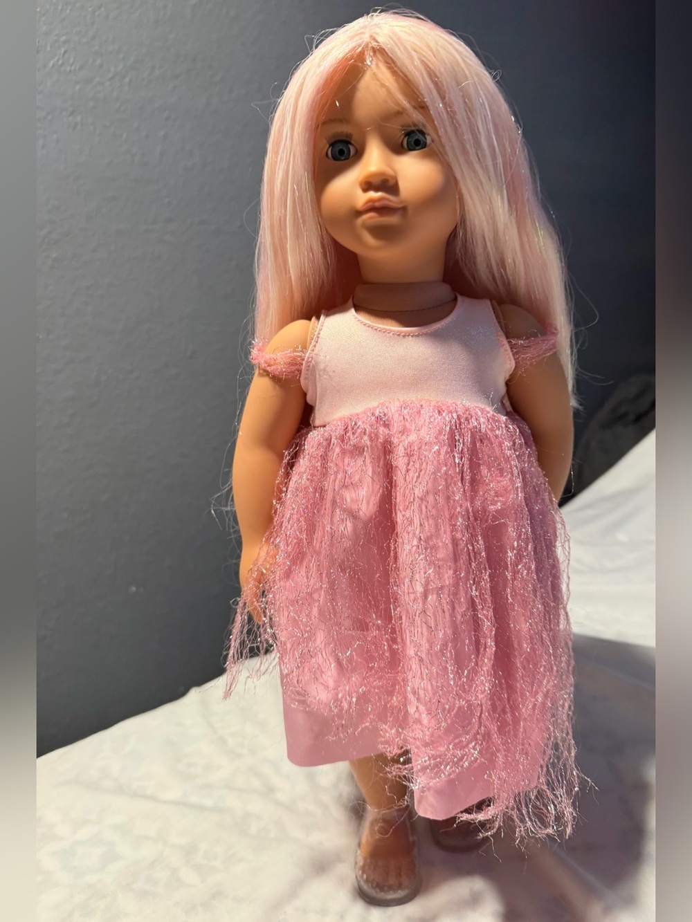 Our generation twinkle 18’’tooth fairy Doll pink glitter hair .